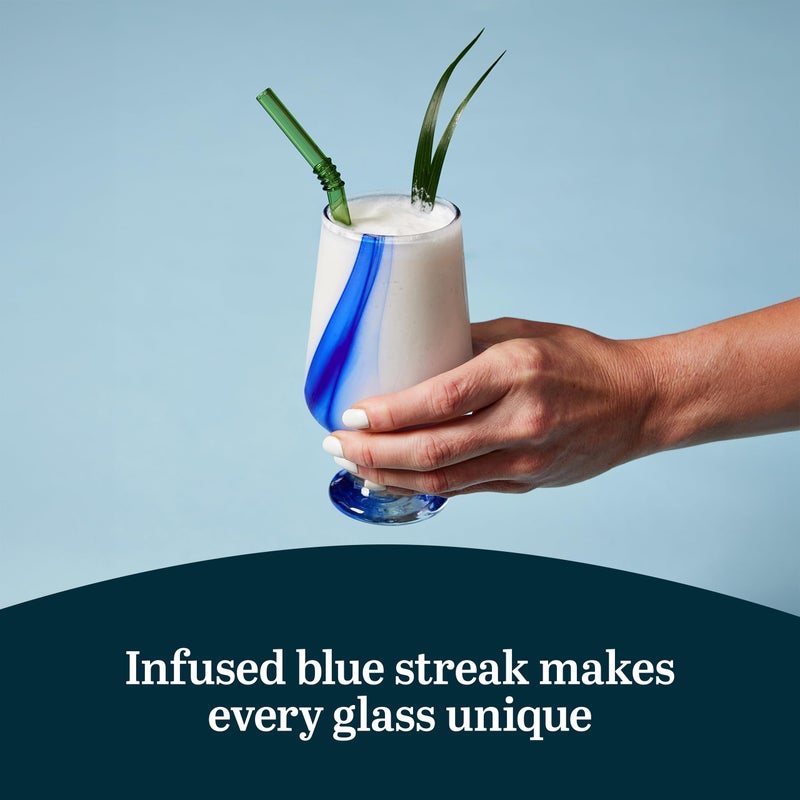 Libbey Blue Ribbon Goblet Glasses, Unique Blue Water Goblets Set of 8, Thick Stemmed Water Glasses for Sodas & Cocktails - Image 5