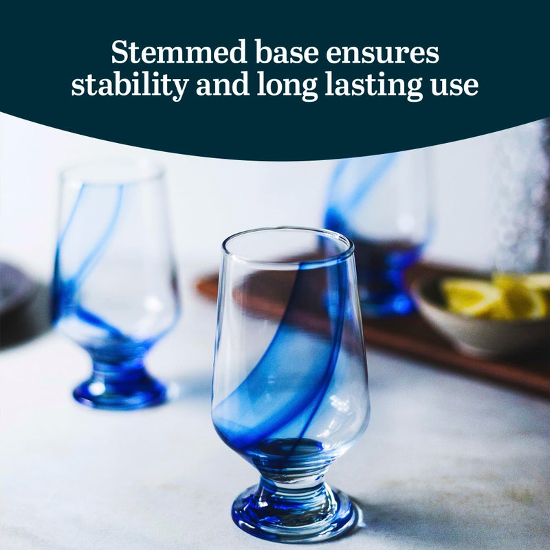 Libbey Blue Ribbon Goblet Glasses, Unique Blue Water Goblets Set of 8, Thick Stemmed Water Glasses for Sodas & Cocktails - Image 4