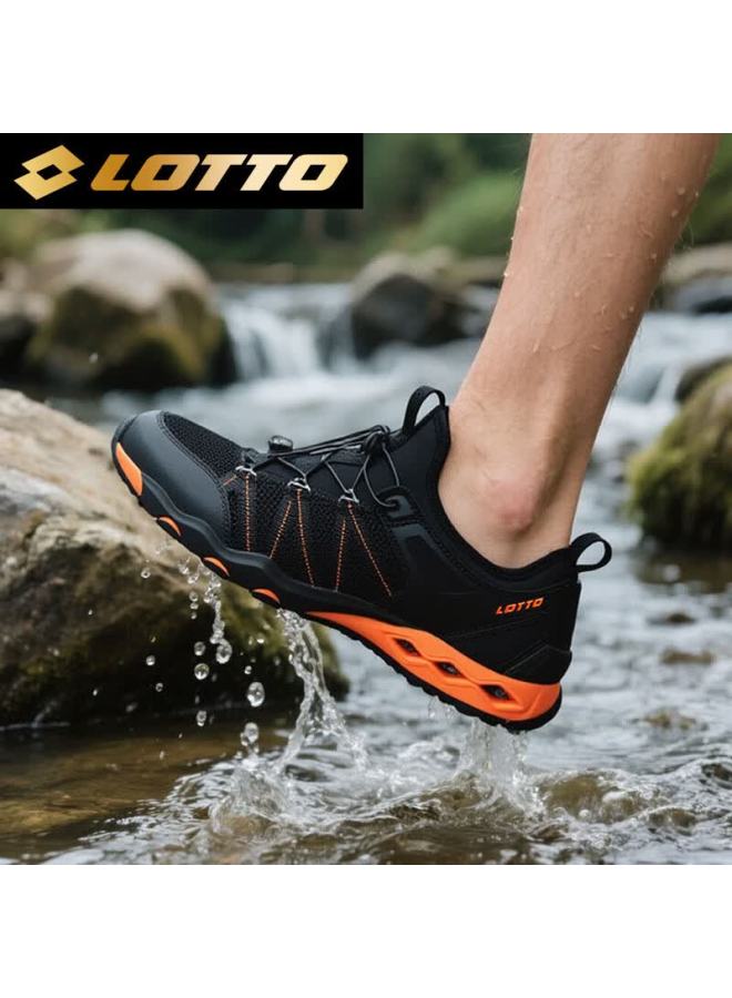 Lotto Men's Creek Shoes Outdoor Hiking Mountaineering Breathable Quick-dry Water-resistant Non-slip Sports Shoes 5969 Black/orange Size 40 - Image 1