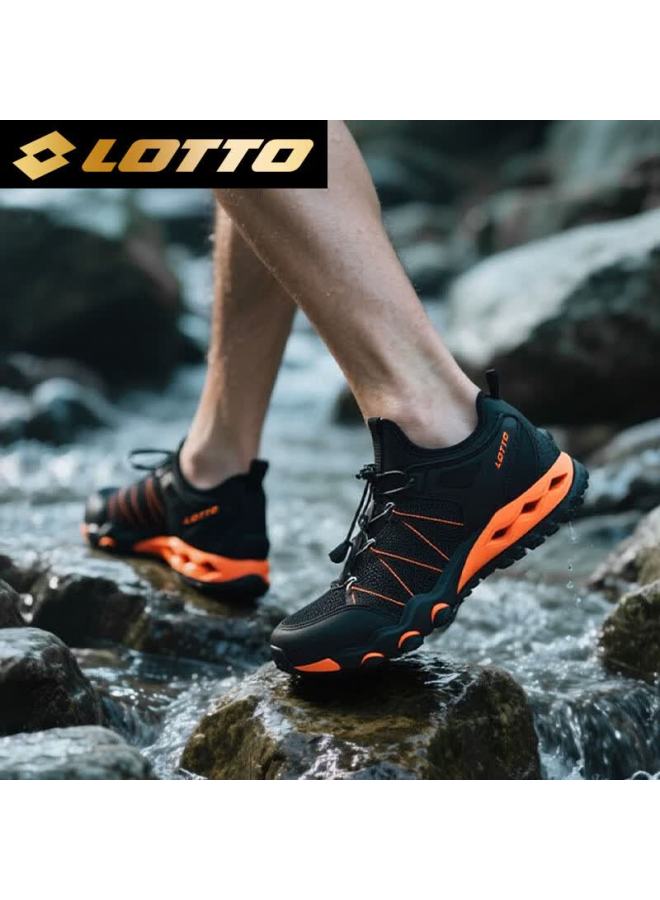 Lotto Men's Creek Shoes Outdoor Hiking Mountaineering Breathable Quick-dry Water-resistant Non-slip Sports Shoes 5969 Black/orange Size 40 - Image 3