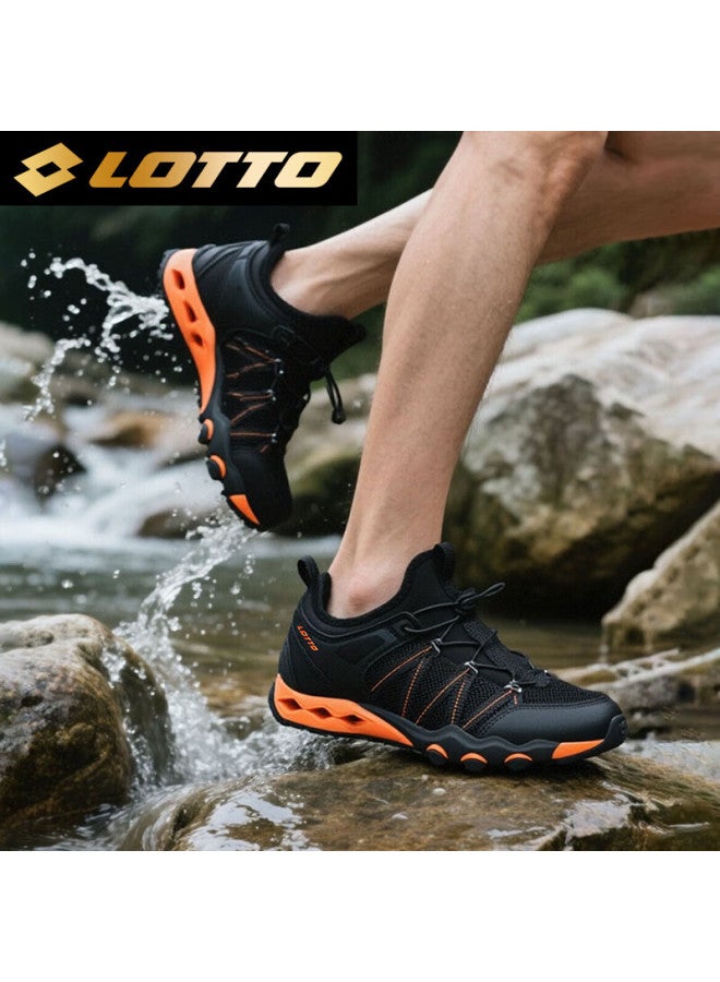 Lotto Men's Creek Shoes Outdoor Hiking Mountaineering Breathable Quick-dry Water-resistant Non-slip Sports Shoes 5969 Black/orange Size 40 - Image 2