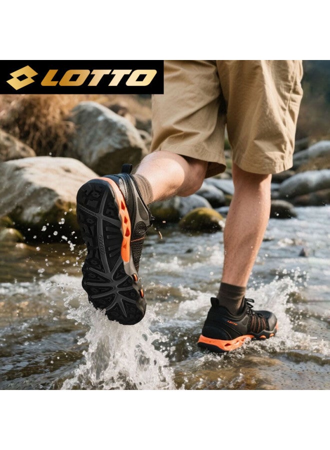 Lotto Men's Creek Shoes Outdoor Hiking Mountaineering Breathable Quick-dry Water-resistant Non-slip Sports Shoes 5969 Black/orange Size 40 - Image 5