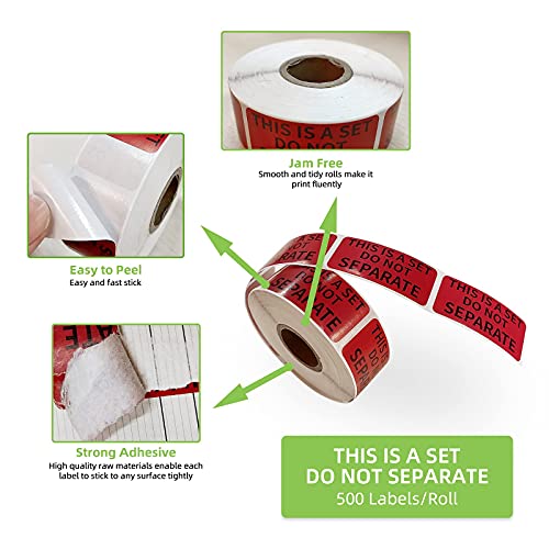 Anylabel 1" x 2" This is a Set Do Not Separate Stickers, Fluorescent Red Packing Labels for Shipping Bundle Sets and Multi-Pack Products Permanent Adhesive (2 Rolls, Total 1000 Labels) - Image 3