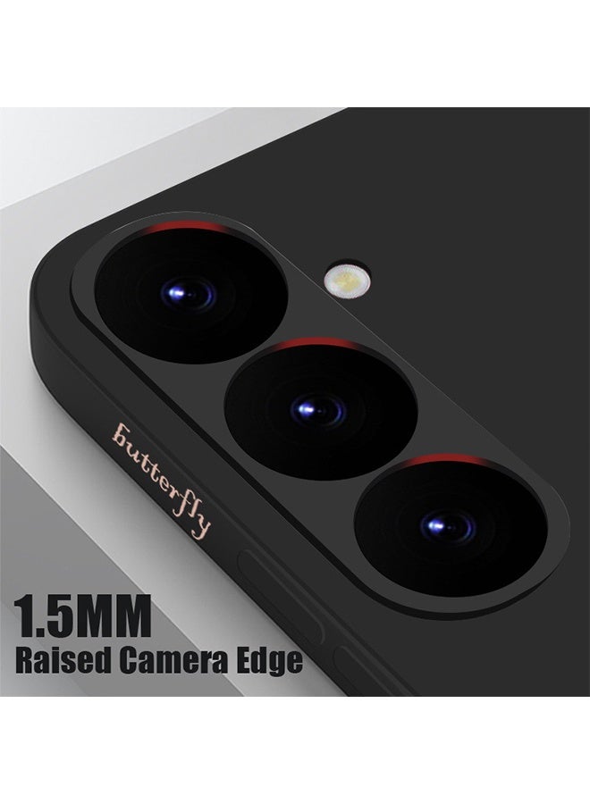 جيفت جراب لهاتف سامسونج جالاكسي S24 ألترا، جراب بتصميم فراشة، مقاوم للانزلاق، مقاوم للصدمات، مرن، من السيليكون الناعم، لهاتف سامسونج جالاكسي S24 ألترا - أسود - Image 3