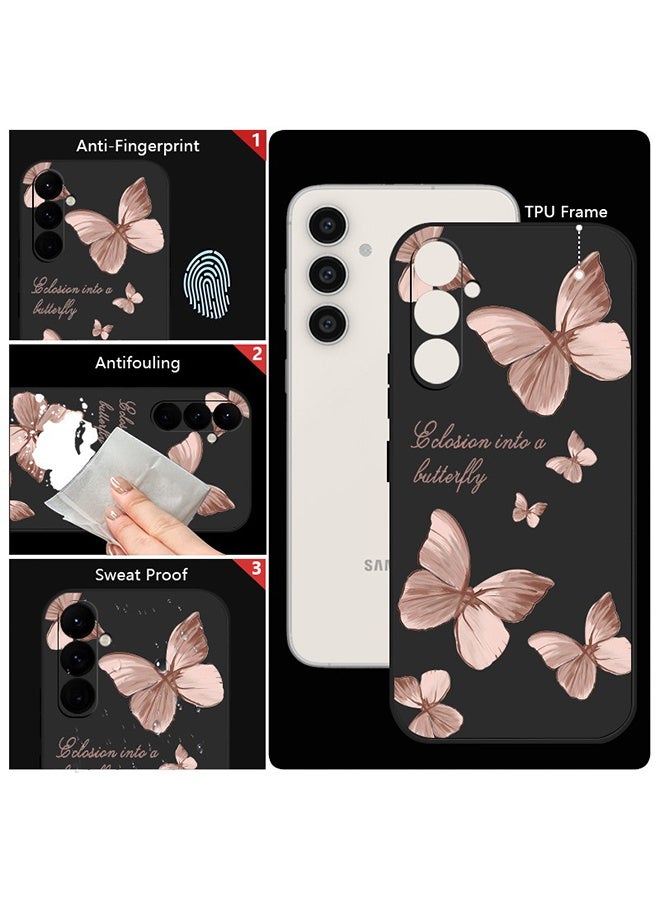 جيفت جراب لهاتف سامسونج جالاكسي S24 ألترا، جراب بتصميم فراشة، مقاوم للانزلاق، مقاوم للصدمات، مرن، من السيليكون الناعم، لهاتف سامسونج جالاكسي S24 ألترا - أسود - Image 2