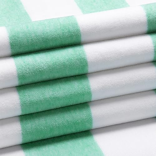 HENBAY Cotton Oversized Beach Towel - Large 70 x 35 Inch Pool Towel, Green Striped Quick Dry Swimming Cabana Towel - Image 2