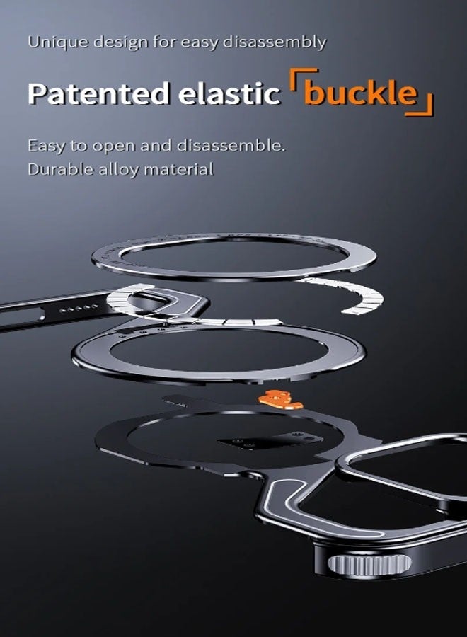 Luxury Metal Z-Shaped Magnetic MagSafe Stand Phone Case for iPhone 16ProMax/16Pro Detachable Snap Frameless Shock Resistant Case - Image 3