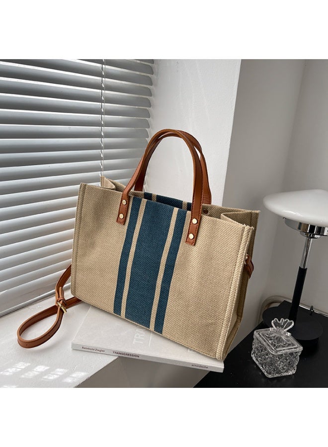 Unisex Contrast Striped Crossbody Bag, Large Capacity Shoulder Bag Sling Bag Side Bag for Men and Women, Magnetic Buckle Handbag Tote Bag Satchel Bags Laptop Bag for College Students  - Image 1