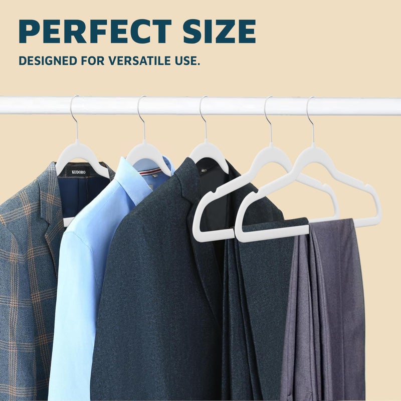 Lifemaster Velvet Clothes Hanger â€“ with 360 Degree Swivel Hook and Non-Slip Shoulder Notch, Holds Up to 10 lbs, Heavy Duty Hanger Set, for Organizing Suit, Dress, Coat, and Clothes, Pack of 5, White - Image 3