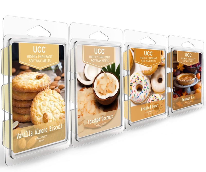 UCC Premium Wax Melts Fall Variety Fragrance Melts Scented Soy Wax Melts Cubes Natural Plant Based Highly Scented Wax Melts Tarts 4 Pack