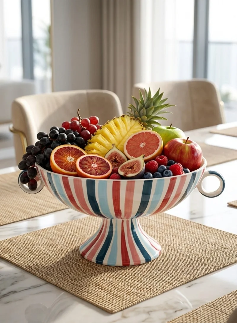 سوق الزعفران وعاء مزخرف مرسوم يدويًا بخطوط ومقابض