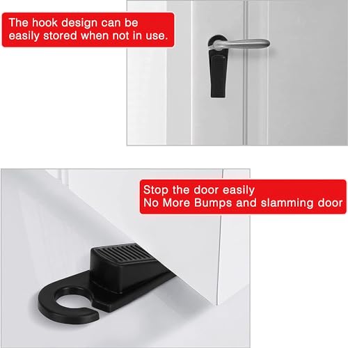Fapiwen Door Stopper for Home, Fapiwen 3Pcs Non-Slip Door Wedges, Baby Safety Wedge with Rubber Hook Door Stop Stoppers Block Wedge Doorstops for Home Office Warehouses Classrooms (Black) - Image 5
