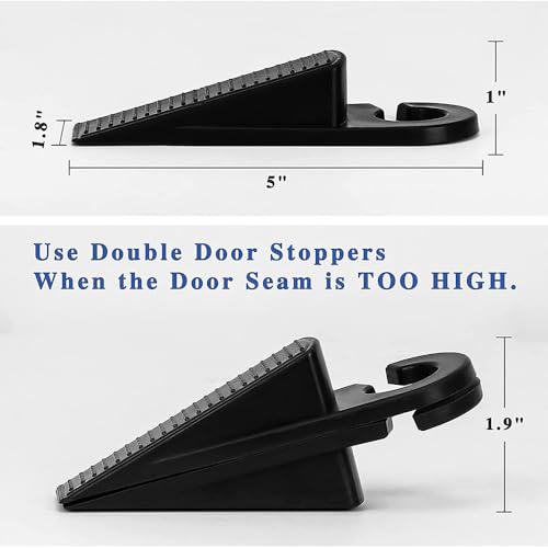 Fapiwen Door Stopper for Home, Fapiwen 3Pcs Non-Slip Door Wedges, Baby Safety Wedge with Rubber Hook Door Stop Stoppers Block Wedge Doorstops for Home Office Warehouses Classrooms (Black) - Image 4