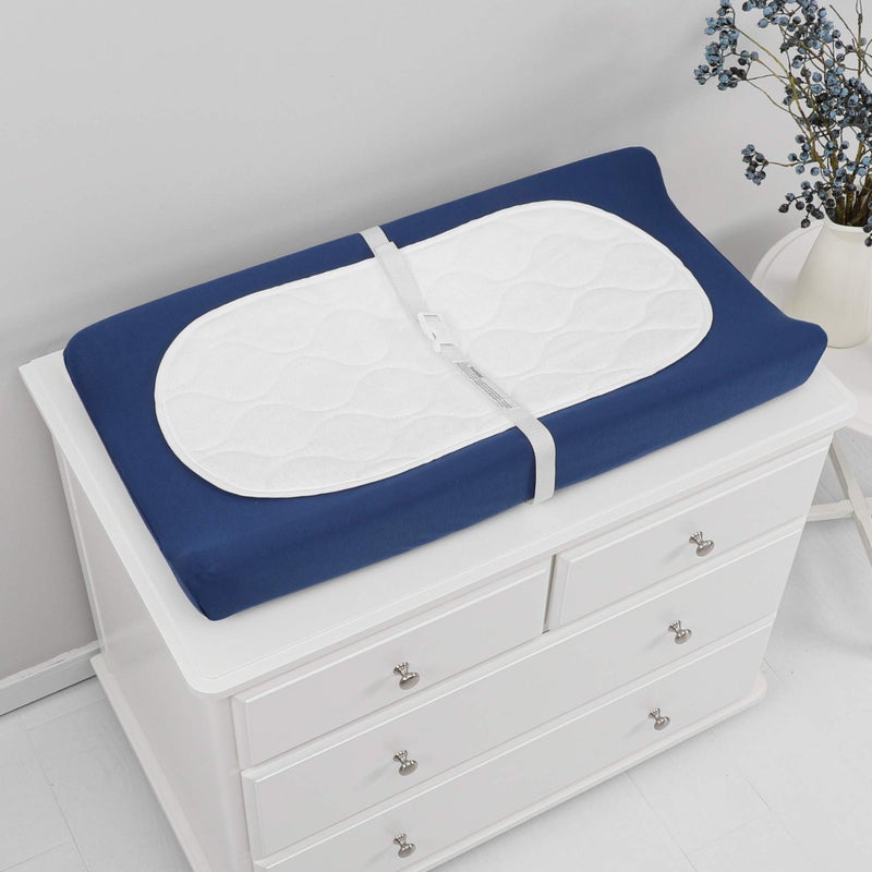 TILLYOU Changing Pad Cover Set in Soft Jersey Material - Fits 32"/34''x16 Contoured Pad for Babies, Navy Blue & Lt Green - Image 4