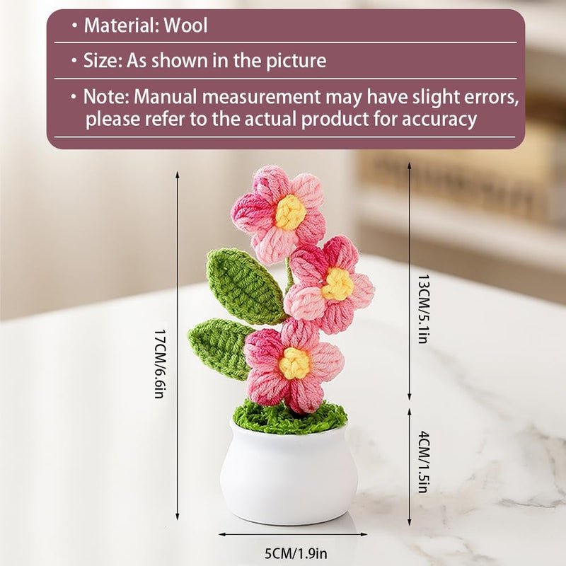 Blync Knitting Crochet Puff Flowers Potted Plants, Gradient Colorful Flowers for Friends, Family and Lover, Handmade Flowers for Home Office Decoration, Car Decoration, Valentine's Gift. (GPink) - Image 4