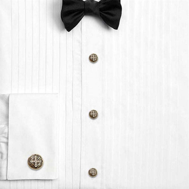 HAWSON Retro Pattern Cufflinks and Tuxedo Shirt Studs Set for Men Wedding Birthday Party with Gift Box - Image 3