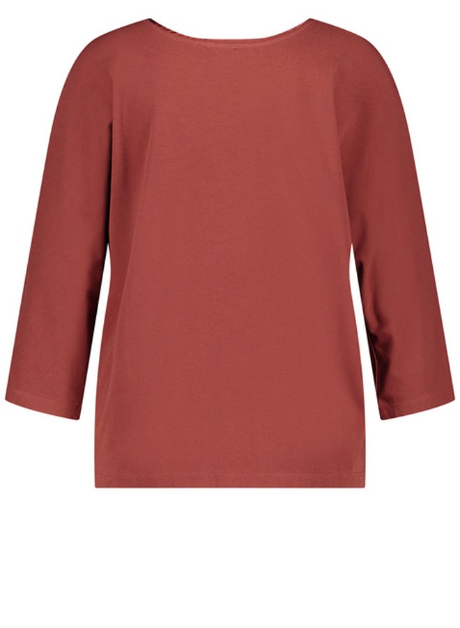 GERRY WEBER 3/4-sleeve top with a fabric panel and a subtle sheen  - Image 2