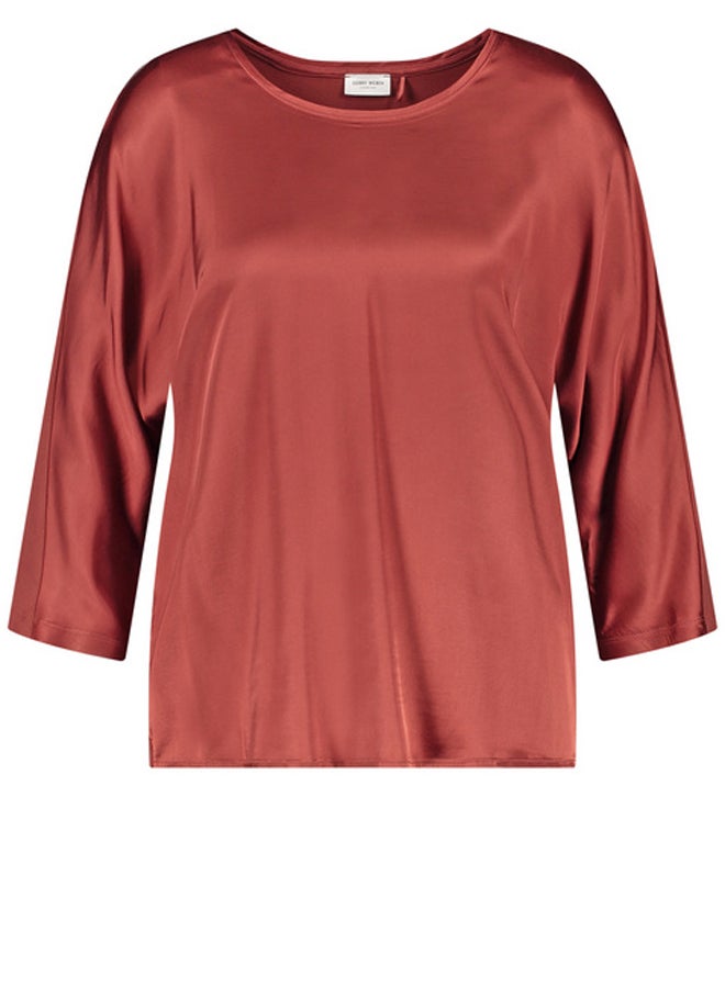 GERRY WEBER 3/4-sleeve top with a fabric panel and a subtle sheen  - Image 1