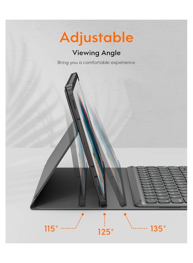 ELTRAZONE ELTERAZONE Galaxy Tab S8 Keyboard Case, Touchpad with S Pen Slot, for Samsung Galaxy Tab S8 / S7 11 inch SM-X700 / X706 / T870 / T875 / T878, Rechargeable & Detachable BT Keyboard, PU Slim Cover, Blac - Image 4