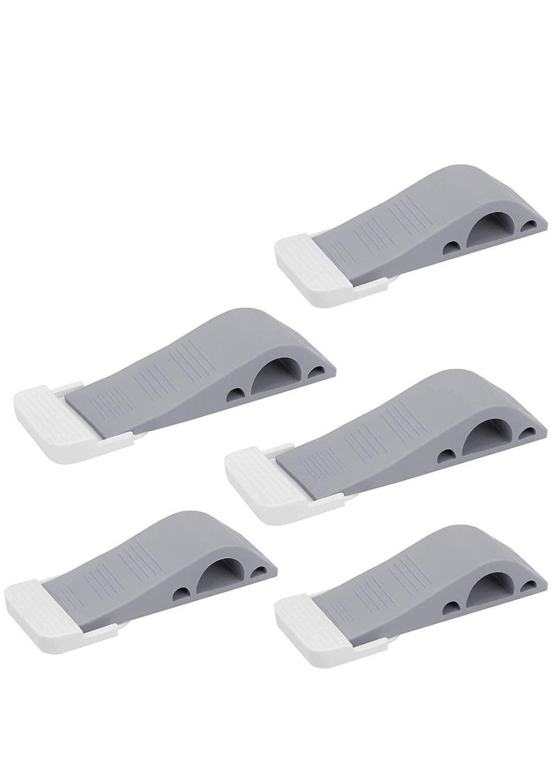 KASTWAVE 5 Pack  Heavy Duty Rubber Door Stopper, Zero Edge Door Wedge Stops All Doors, on All Surfaces, Door Stopper Wall Mount Hangs Up When Not In Use for No-Bending Easy Access - Image 1