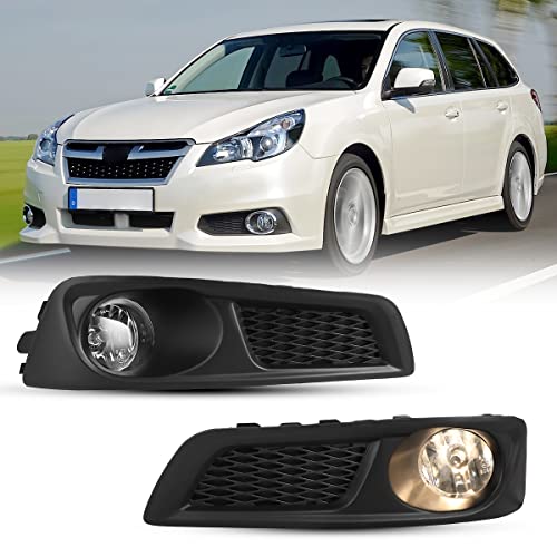 CPW OEM Fog Lights Assembly Fit For 2010 2011 2012 Subaru Legacy, Driver & Passenger Driving Projector Fog Lights Replacement w/Wiring Harness + Switch Kit (Black Housing Clear Lens) - Image 2