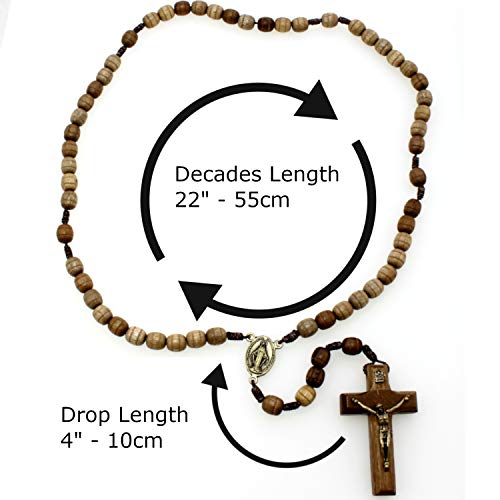 Alexander Castle Our Father Solid Wooden Rosary Beads (Handmade - Brazilian Walnut) with Madonna Medallion Junction - Comes in Velour Gift Pouch - Image 5