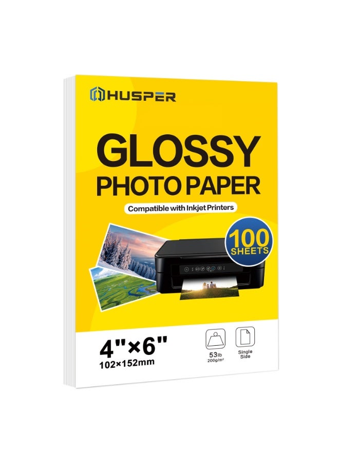 ESHANG 4x6 Inch Glossy Photo Paper 4R 200gsm - 100 Sheets Bulk Pack for Dye Inkjet Printers ONLY - Image 1