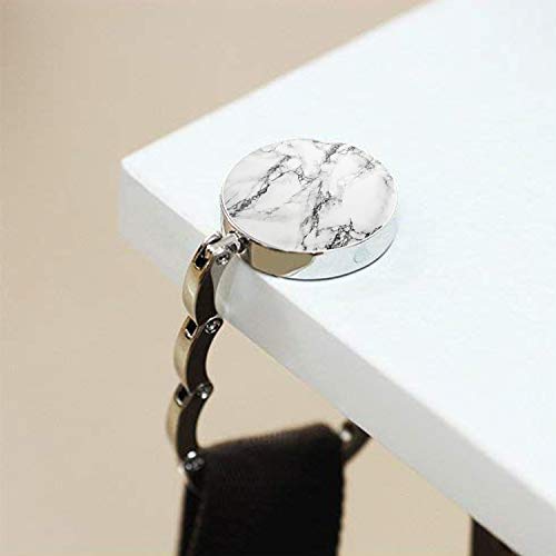 Bosketo Foldable Purse Hook Womens Bag Table Hanger Collection Desk Hooks for Purse (White+Black Marble Hook) - Image 5