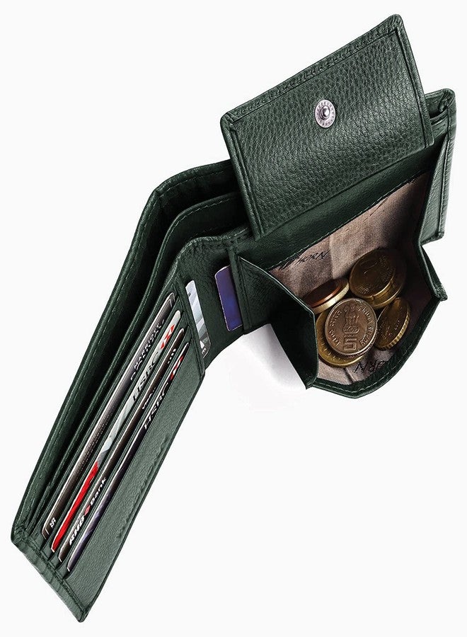 WildHorn Green Leather Wallet I Minimalist Mens Wallet, Green New Nappa - Image 4