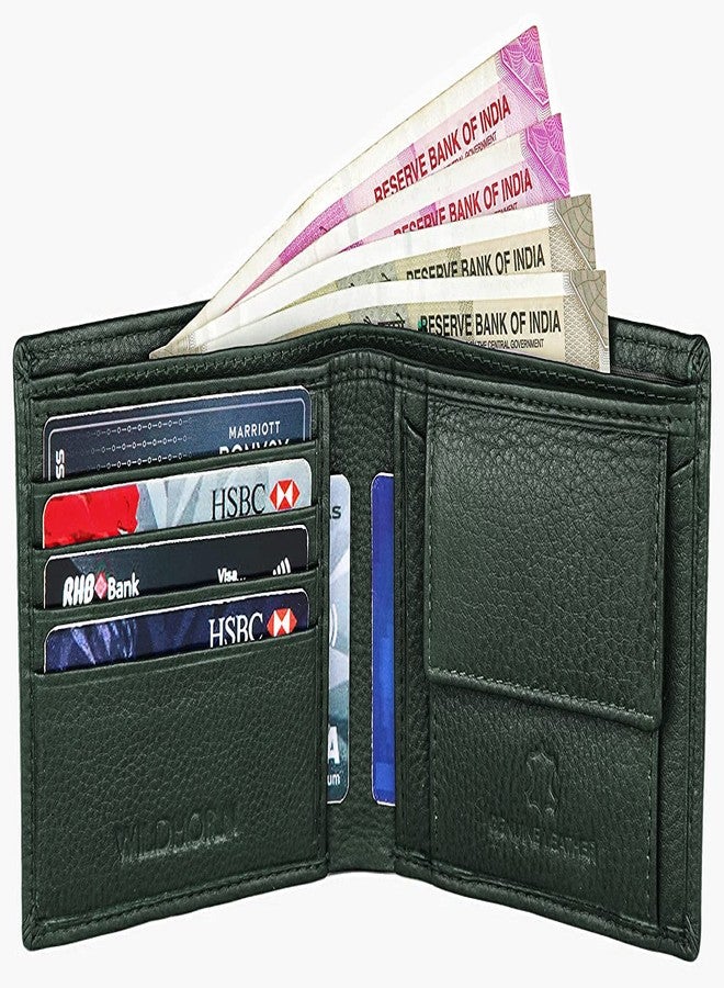 WildHorn Green Leather Wallet I Minimalist Mens Wallet, Green New Nappa - Image 3