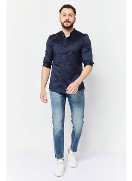 SELECTED Men Regular Fit Solid Short Sleeves Casual Shirt, Navy  - Image 2