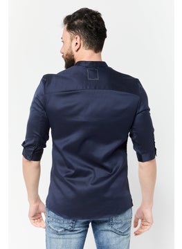 SELECTED Men Regular Fit Solid Short Sleeves Casual Shirt, Navy  - Image 4