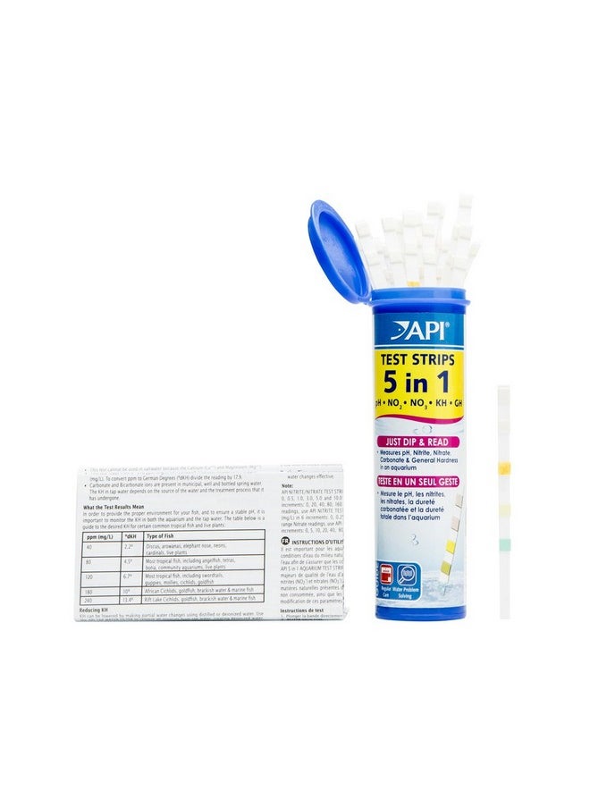 API API 5-in-1 Test Strips Freshwater and Saltwater Aquarium Test Strips 25-Count Box  - Image 2