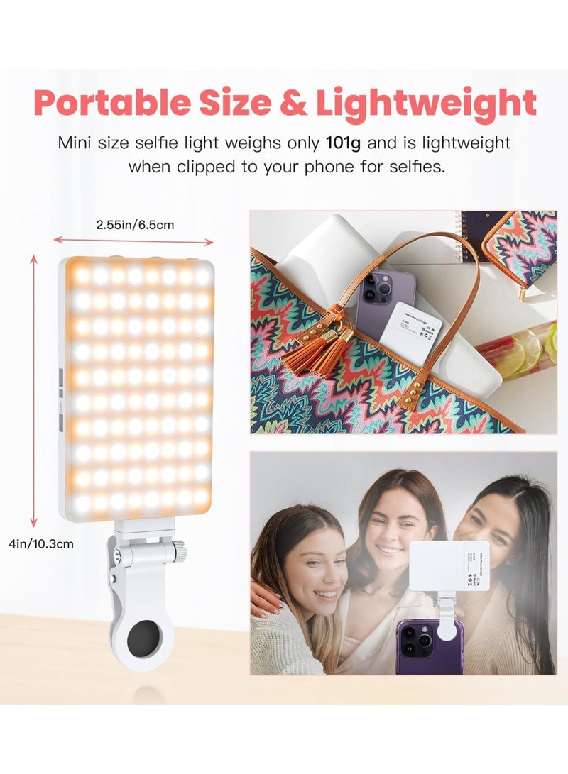 SOLARAE 80 LED Portable Selfie Light, 3 Light Modes 2000mAh Video Fill Light, with Front & Back Clip, for Phone, iPhone, Android, iPad, Laptop, for Makeup, Selfie, Vlog, Video Conference (White) - Image 5