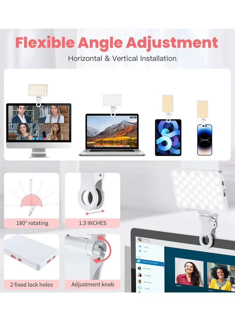 SOLARAE 80 LED Portable Selfie Light, 3 Light Modes 2000mAh Video Fill Light, with Front & Back Clip, for Phone, iPhone, Android, iPad, Laptop, for Makeup, Selfie, Vlog, Video Conference (White) - Image 3
