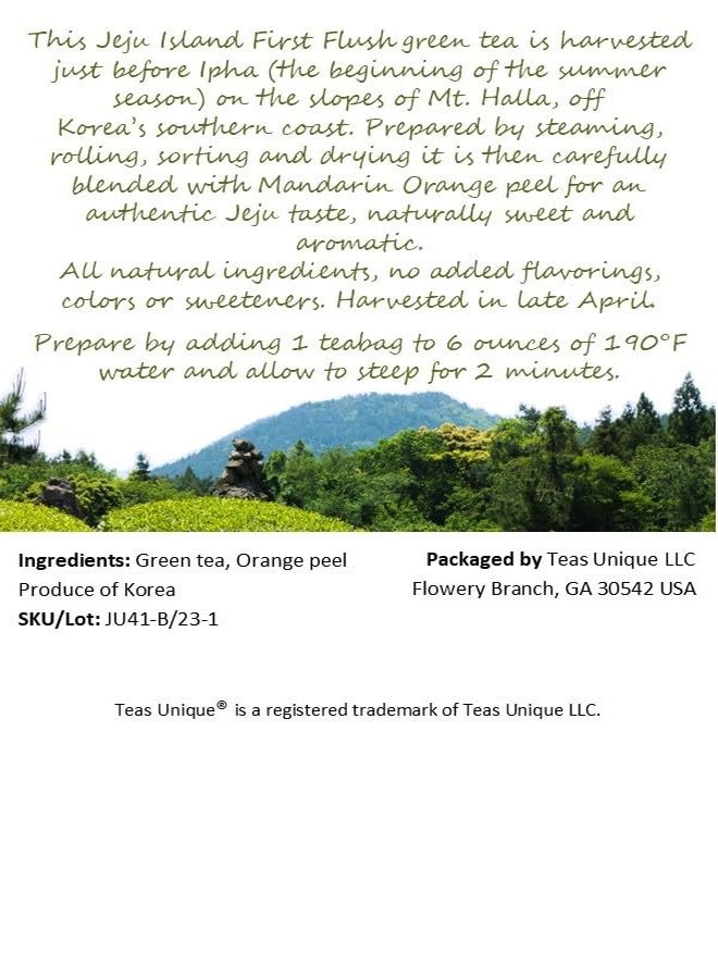 Teas Unique Korean Jeju Island Green Tea with Mandarin Orange, 25 Tea Bags (50g) - Image 5