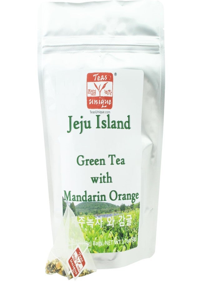 Teas Unique Korean Jeju Island Green Tea with Mandarin Orange, 25 Tea Bags (50g) - Image 1