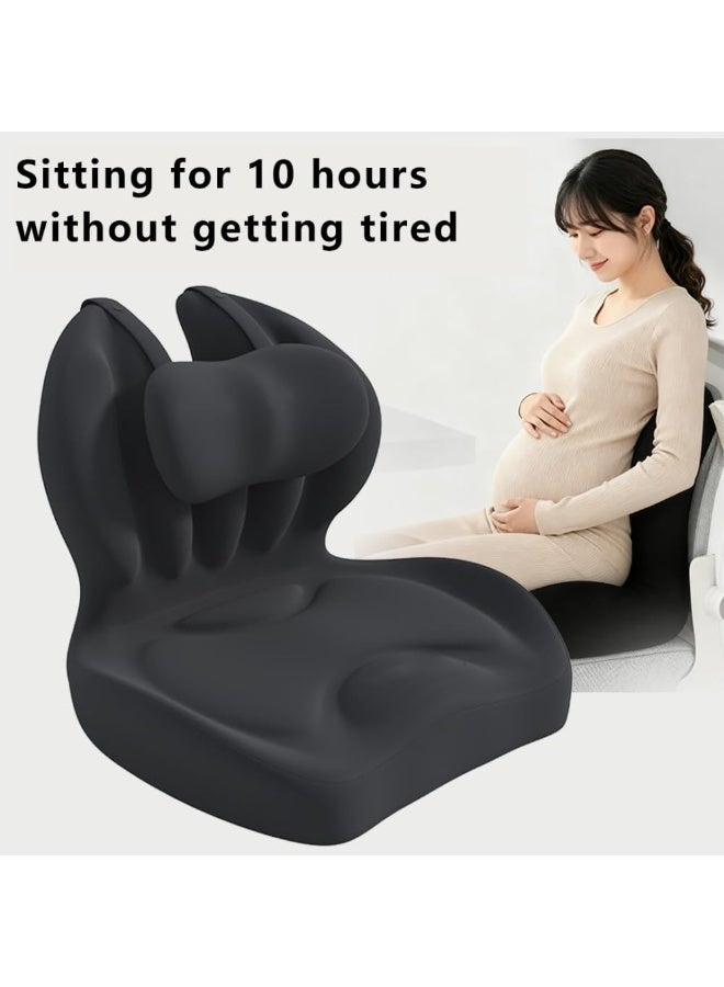 والالا وسادة مقعد مريحة من الإسفنج الذكي (Memory Foam) مع دعم قطني قابل للتعديل، وسادة كبيرة لكرسي المكتب مخصصة للجلوس لفترات طويلة، وسادة دعم للظهر السفلي (ارتفاع متوسط) بغطاء قطني، مناسبة لكرسي المكتب ومقعد السيارة والمكتب المنزلي - لون أسود - Image 4