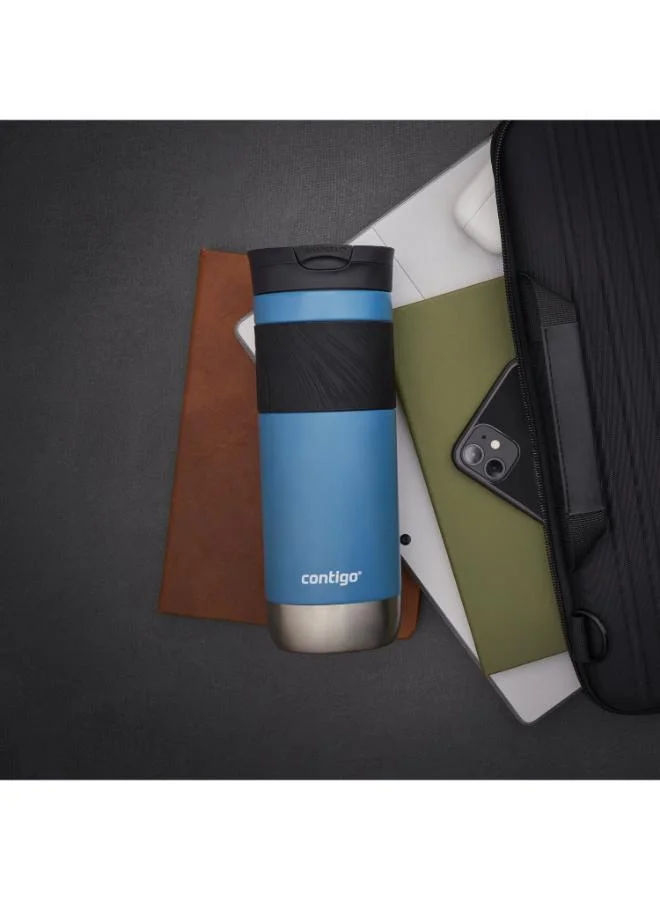 كونتيجو Contigo Plain Stainless Steel Travel Mug with Snap Spout and Leak Resistant Design - 590 ml