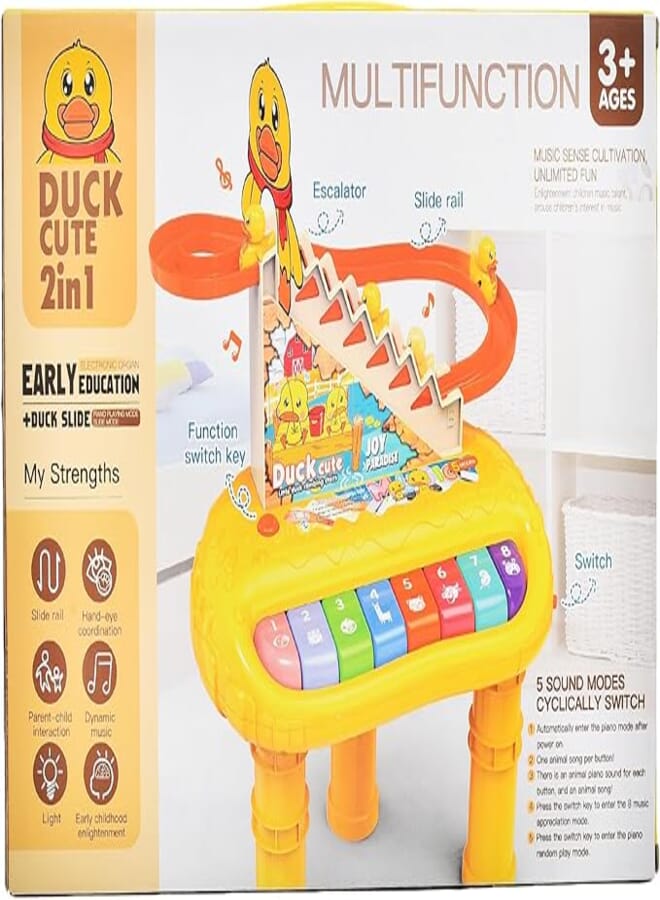 Generic Plastic 2 In 1 Multifunctional Electronic Musical Organ Containing A Five Sound Modes With Switch Button And Cute Duck Design Add More Entertaining For Kids - Multi Color 