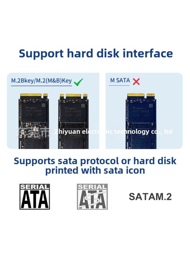 ماركة غير محددة M.2 SSD Box Nvme قارئ بطاقات USB HUB اتصال خارجي M2 SSD Mobile Hard Disk Box Expansion Dock-Color: M2 NVME [10Gbps] فضي  - Image 2