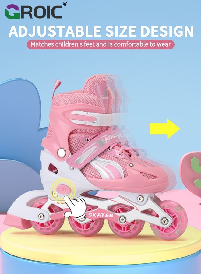GROIC Kids Roller Skates, Roller Skates and Inline Skates Adjustable 2 in 1 Combo for Girls, 4-Point Type with Light Up Flash LED Wheels for Girls Ages 6+, Luminous Wheels,Kids Adjustable Roller Shoes - Image 3