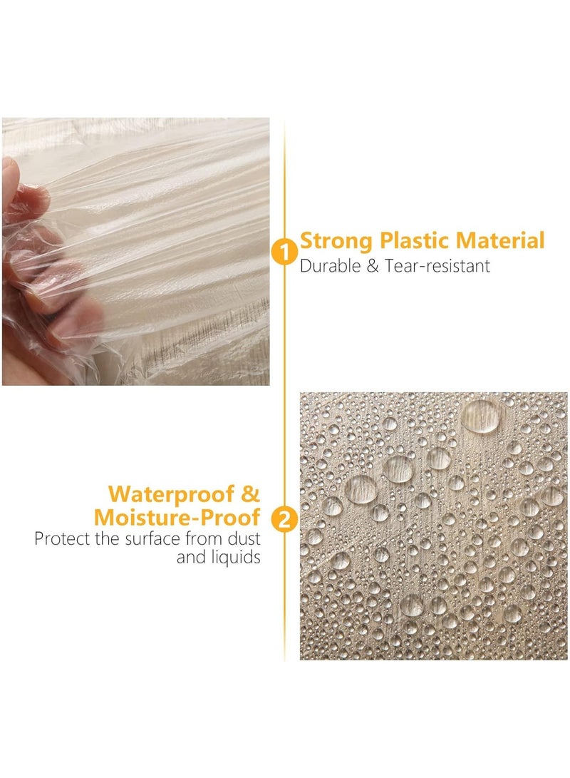 MAKINGTEC 4 Rolls Pre-Taped Plastic Dust Sheets 12m x 2.4m Waterproof Masking Film for Painting, Furniture, Floor & Wall Protection - Image 3