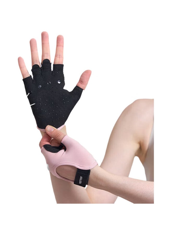 YOTTOY Fitness Gloves For Men And Women, Sports Cycling Half-Finger Non-Slip Anti-Callus Pull-Up Equipment Training, Rosewood Pink, Size L - Image 1