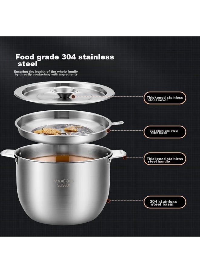 MAX COOK Meichun 304 Stainless Steel Lard Container Seasoning Bowl, Lard Bowl Seasoning Jar Condiment Pot 2.8l With Lid And Strainer Mcwa9035 - Image 4