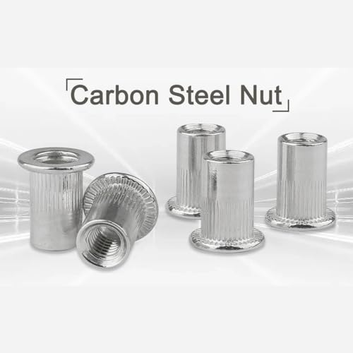 JIUWU M6 6 mm Flat Head Threaded Rivetnut Insert Aluminum Rivet Nut Blind Insert Nut Pack of 100 - Image 3