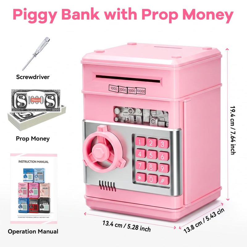 MAGIBX Kids Piggy Bank for Girls Toys for Year Old Girl Birthday Gifts Electronic Piggy Bank ATM Machine Money Safe for Kids Toys Age 6 8 10 - Image 5
