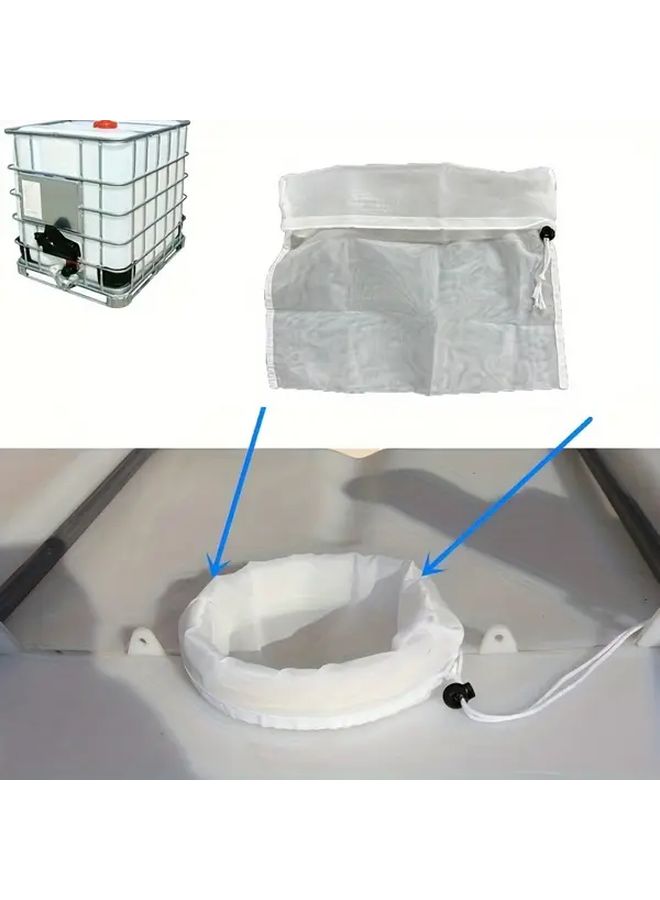 2pcs Nylon Filter Net For Ibc Tote Tanks 11.81x11.81 Inch Mesh Liner With Drawstring And Hanging Hooks For Ventilated Drums Rainwater Barrels And Garden Irrigation Systems - Image 5