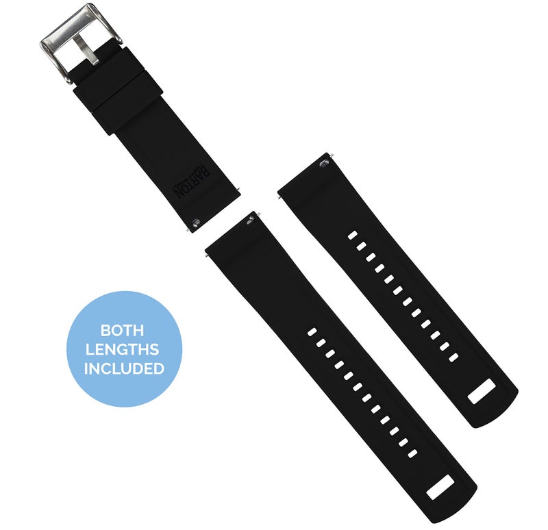 Barton Watch Bands بند ساعة بارتون إيليت سيليكون (22مم) | حزام سيليكون سريع التحرير فاخر مع إبزيم من الفولاذ المقاوم للصدأ | متوافق مع الساعات الكلاسيكية والذكية | مريح، متين، أنيق، مقاوم للماء - أبيض وأسود - Image 4