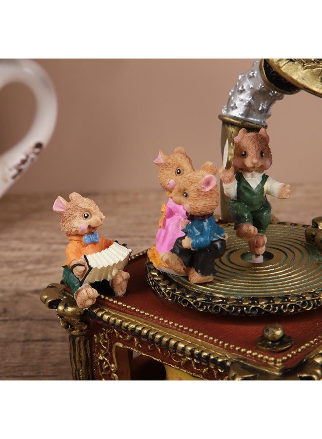 Cute Mouse Concert Ornaments Music Box Craft Gifts Girls European-style Rotating Birthday Year Girlfriend Children-Dimensions:Bluetooth + Unlimited Music + Upper Disc Rotation - Image 3